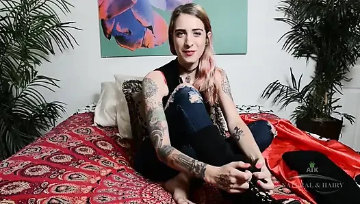 Pearl Sage Undresses and Spreads her Huge Bush