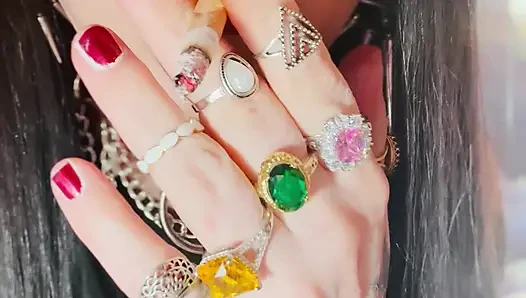 18 Rings! The Only Smoking Queen You Need Smokes A Cigarette In A Leather Skirt - OMI OME Dangles Drifts
