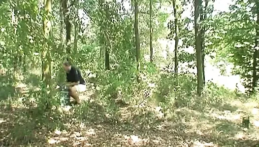 Sneaky old man fucks a teen in the forest
