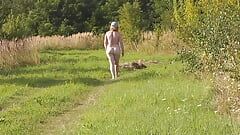 Random guy watches naked MILF sunbathing on nudist beach without panties and bra. Naked in public. Ass Milf. Natural tits Milf