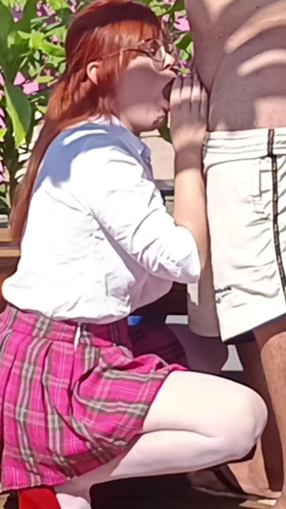 Fucking the innocent redhead in the garden | Clip 1