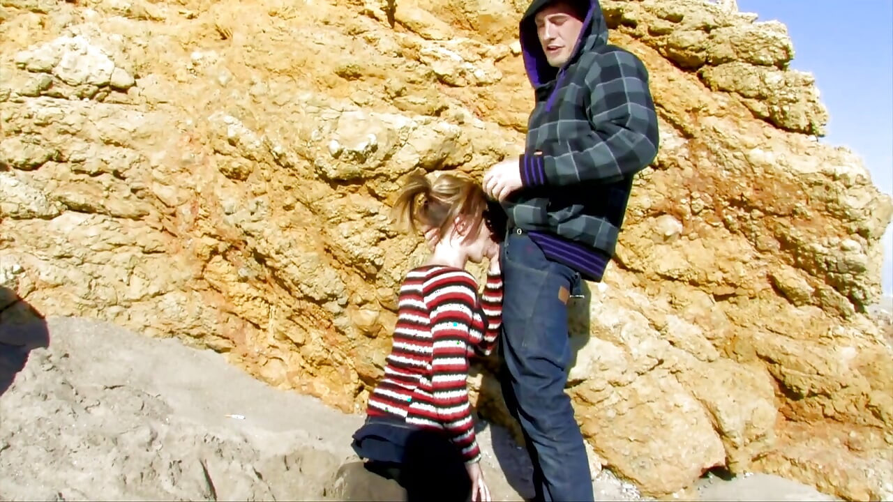 Slut girl picked up gives an outdoor blowjob and she's fucked in an abandoned house