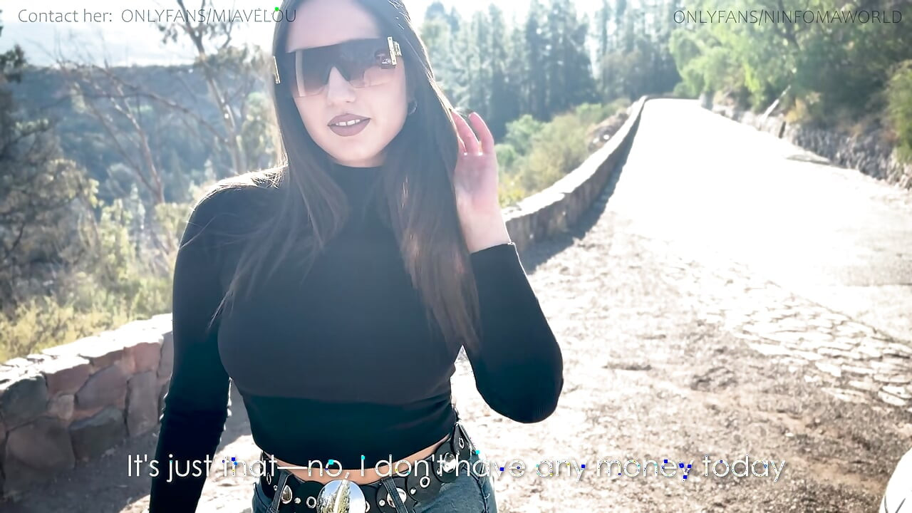 Mia Veloure gives a blowjob in public to a stranger until she gets her milk💦 out
