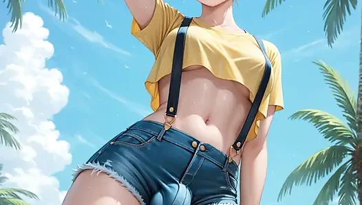 Misty Pokemon Futa Hot Hentai showing off her big tits and cock