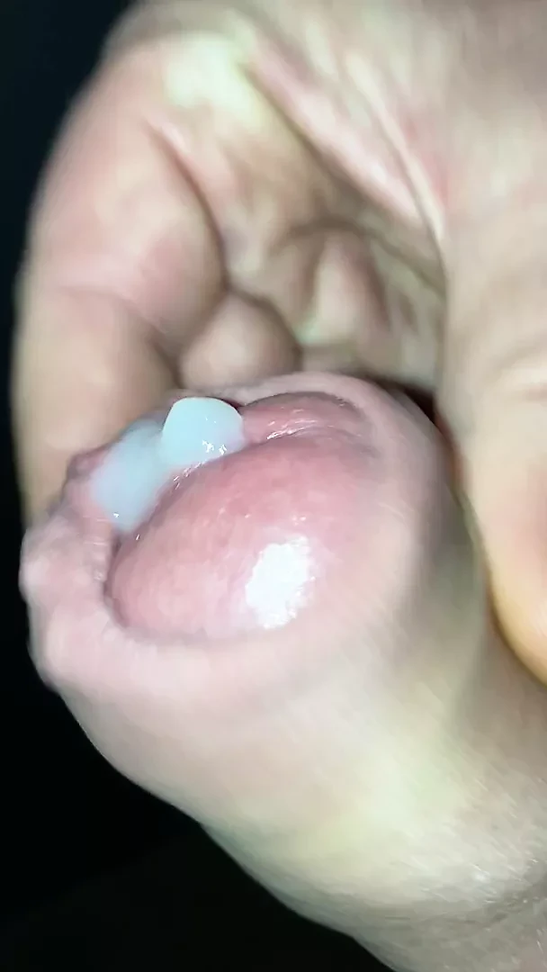 Closeup big cockhead with thick cumshot