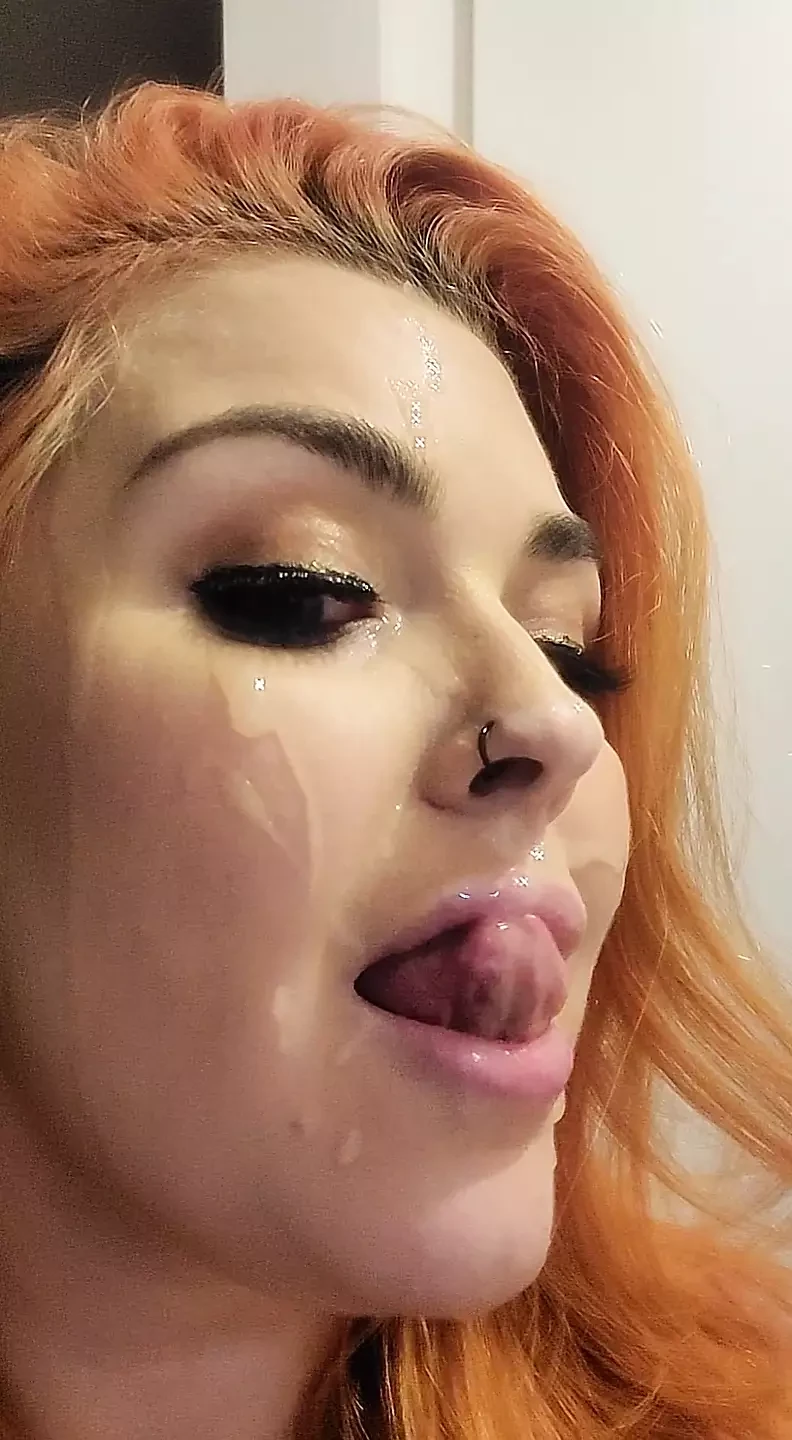 Aftermath facial compilation - face hair & mouth covered in cum from facials