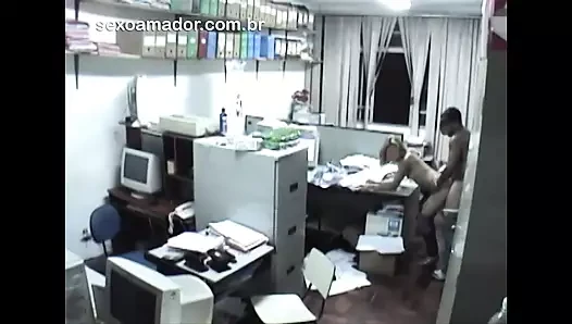 Horny employees having sex in the office after hours