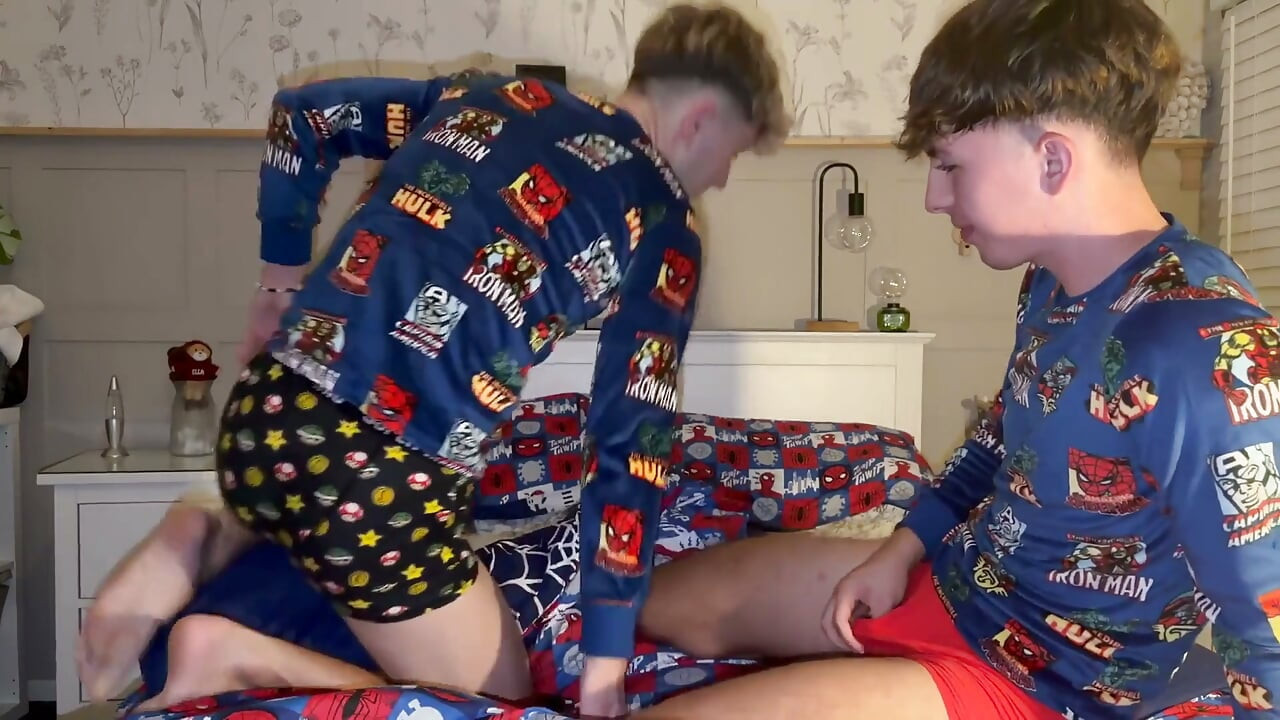 Twink Couple Fuck in Bed, Then Solo Cumshots