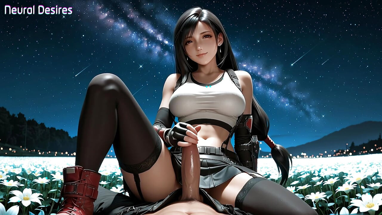 별 아래에서 하늘을 찾는 티파 (Ai 비디오)