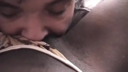 Curiois ebony babe with small tits is fond of riding white cock