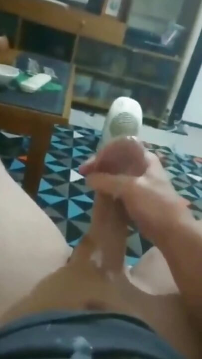 Homemade amatuer young man wanks never seen before with rock hard cock and powerful messy loud ejaculations from big hot cock