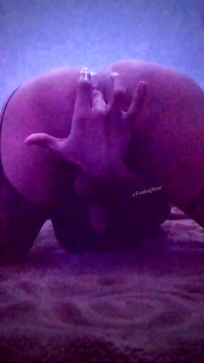 Catboy in lingerie fingering his creamy butthole