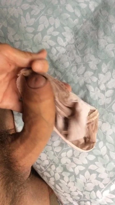 Wanking in wifes used panties