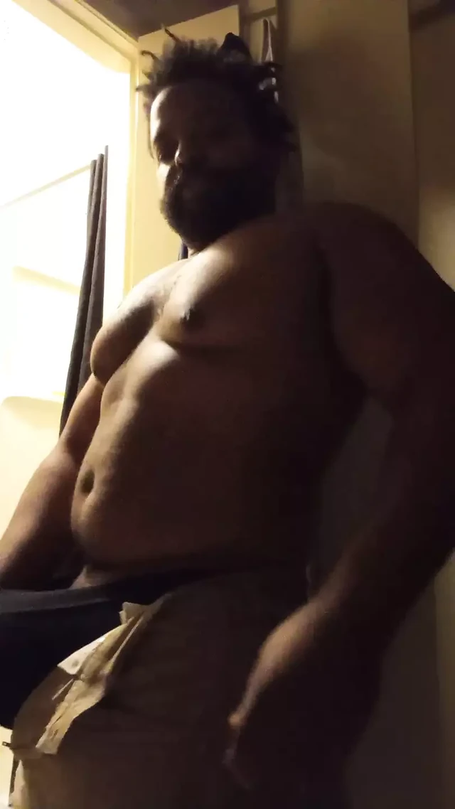 Chubby Bearded Bear Jacks Off and Cums