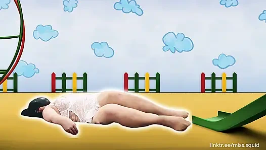 Beyaz iç çamaşırlı bayan kalamar egzersizleri