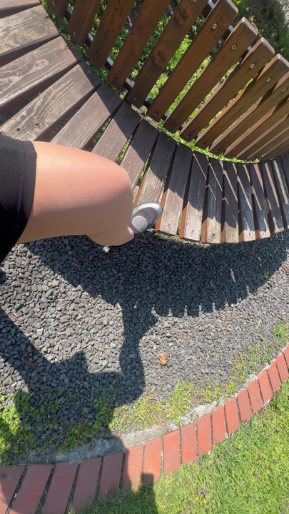 Sexy hot stepmom is horny and caresses herself on a park bench | Clip 2