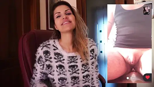 Tante seksi rambut cokelat lagi ngomongin kontol kecil banget di webcam