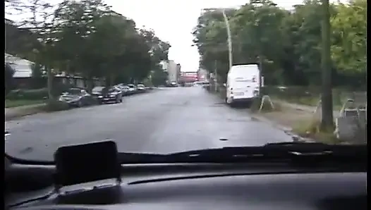Picked up ebony with colored hair gives a nice blowjob to a driver