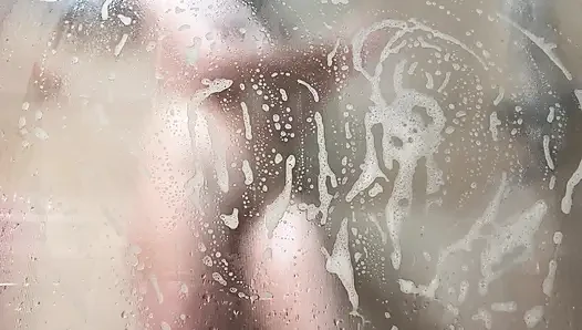 Gri gömlek pixie buharlı banyo - sabunlu azdırarak yere yolculuk