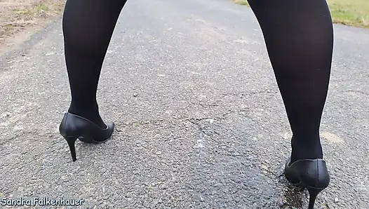 No Panties with black Tights