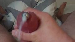 Cumming with cock plug in urethra and penis plug