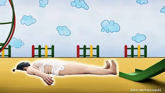 Miss Squid Exercises in White Lingerie