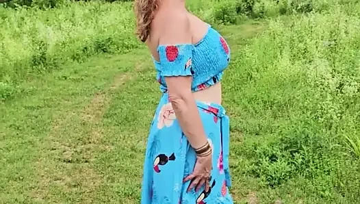 OnlyFans Voyeur look at MOMMY Enjoying the Summer Barbecuing Meat with her BIG TITS Out in the Sunshine