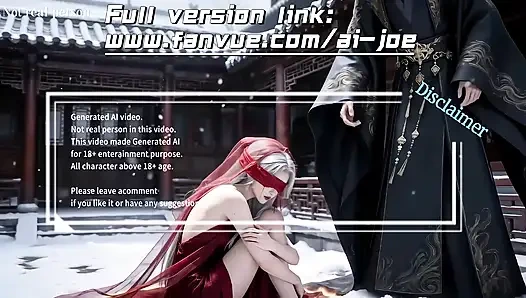 Beyaz saçlı ve kırmızı göz maskeli güzel kadın, kalbinizde hayal ettiğniz ideal güzellik olabilir, yapay zeka tarafından oluşturulmuş