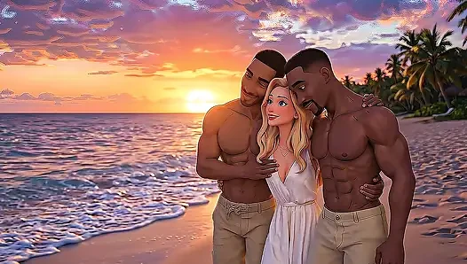 BLONDE FRAU AM STRAND VON EINEM BBC GENOMMEN