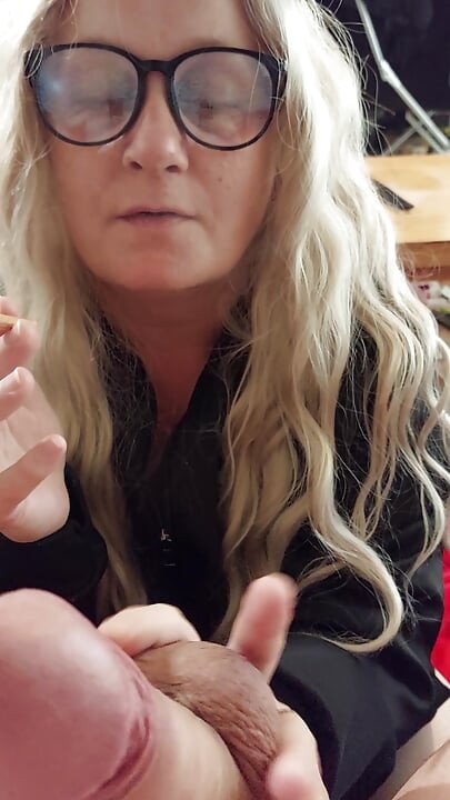 Naughty girl smokes a cigar and sucks dad's cock, swallowing all the cum