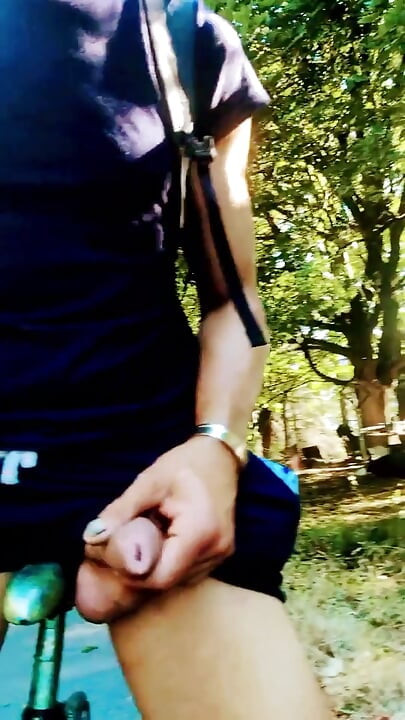 Just Being a Tease on My Bike Playing with My Sausage