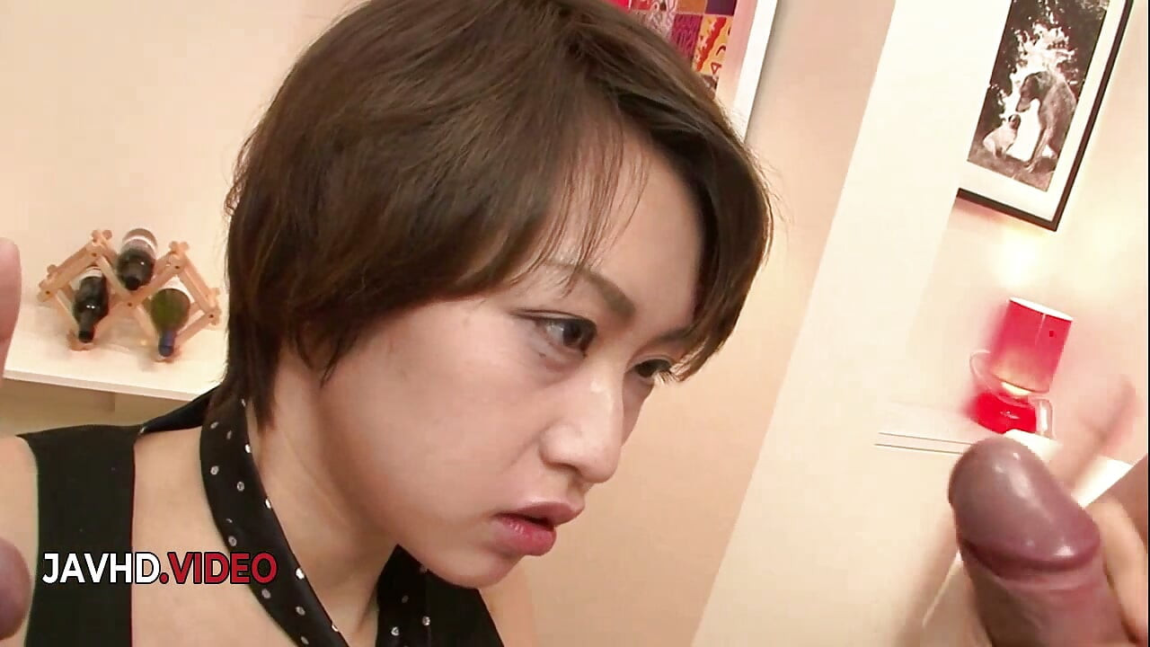 Akina Hara Gives Asian Blowjobs to Three Guys in Hot Group Sex