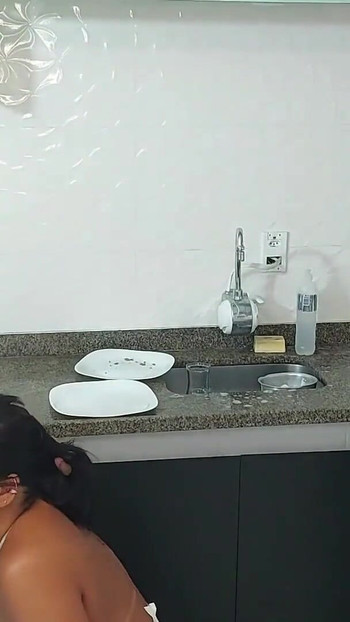Unforgettable moment from "Surprise Fuck: My Horniness For the Apron Maid Exploded in the Kitchen!"