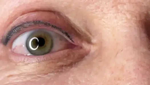 Milf extremely close up cumshot on eye orgasm