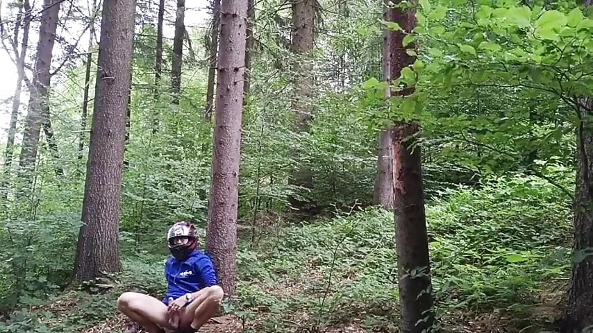 Forest Risk: Jerking off a Dick Under a Busy Road