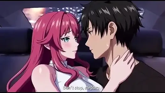 Stepsister seduce stepbrother sitting on car back seat