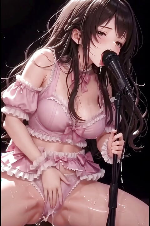 3d anime idol na bini u Oktoberfest haljini se masturbira na mikrofonu