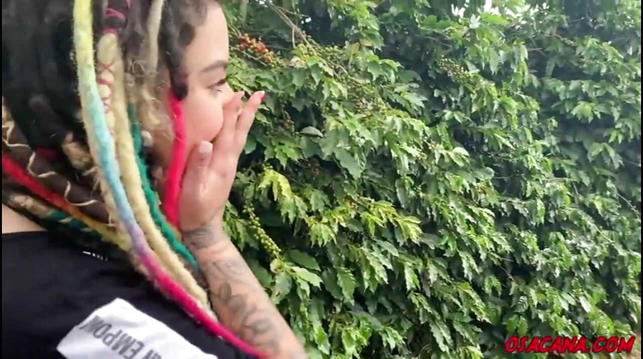 Beautiful Young Girl with Dreads Fucks Inside the Coffee Plantation