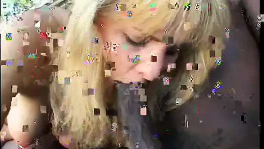 Naughty blonde cutie Rebecca Starr enjoys being dropped with black anchor in her bum bay