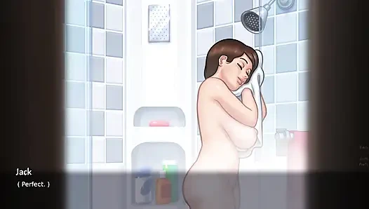 Stepson shower with MILF Stepmom Debbie and had kinky session (Summertime Saga)