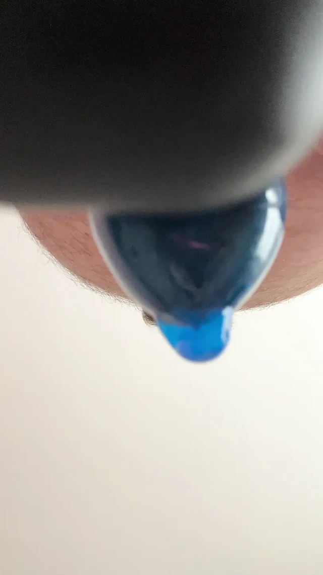 Jerking off with blue condom