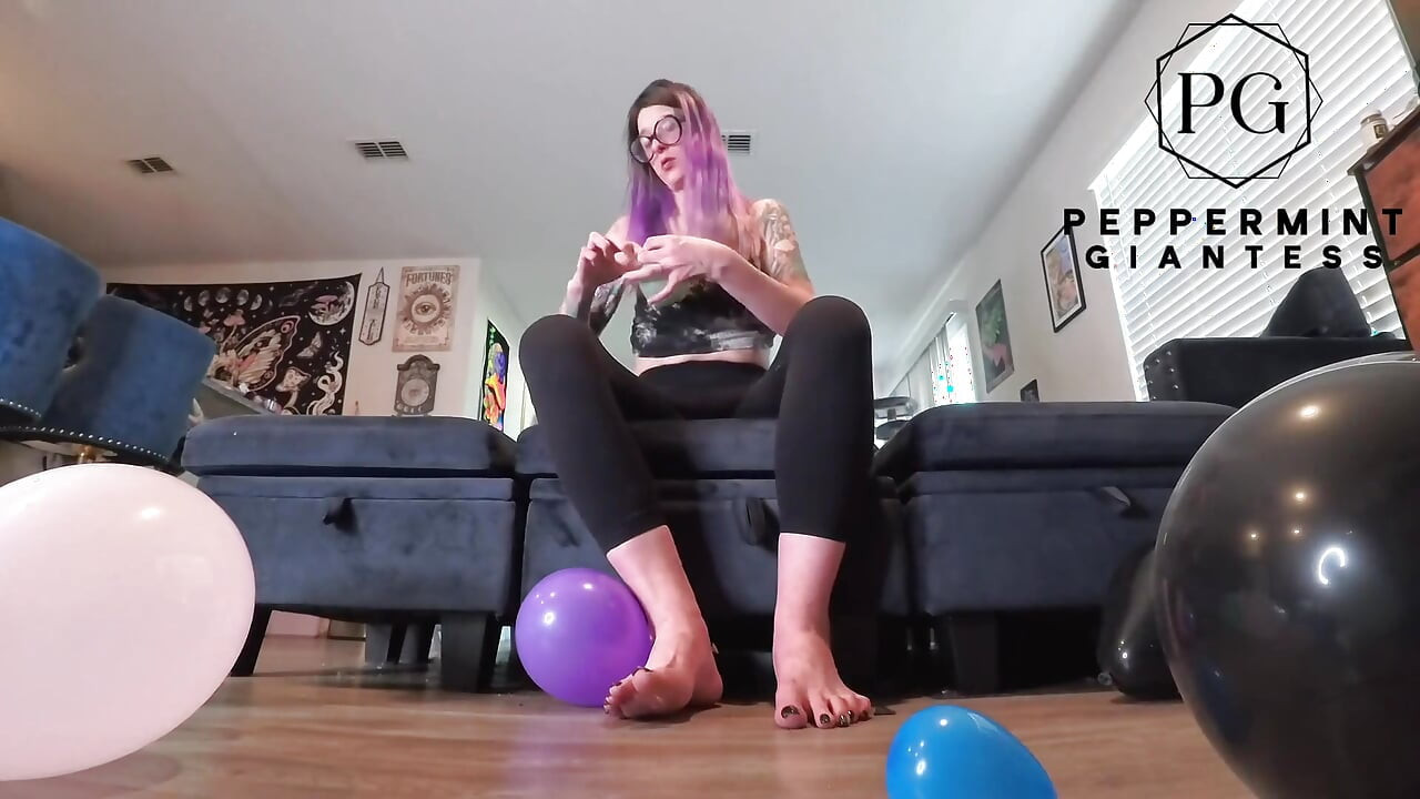 Giantess Blows up an Entire Bag of Balloons-tiny POV Foot Tease & Dirty Looks