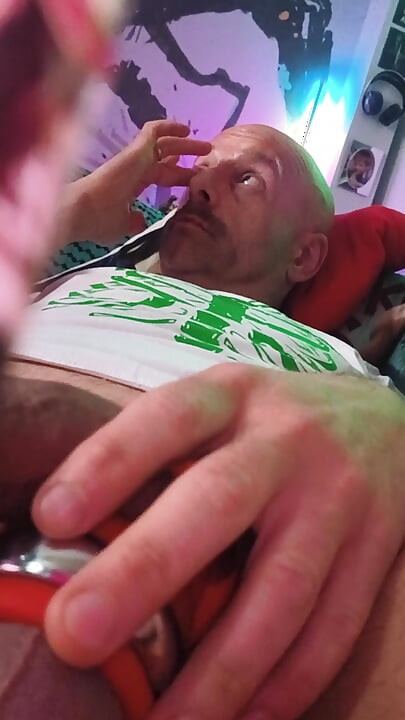 playing with my big uncut cock