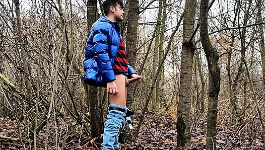 Middle Eastern Young Guy with Thick Dick Cums Outdoors