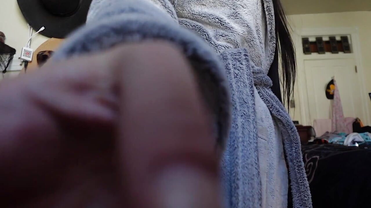 Straddled Fuzzy Robe Tease
