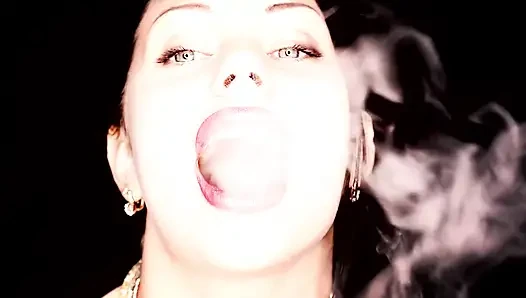 Hookah smoking  & glossy lipstick fetish & smelling & teasing & kissing