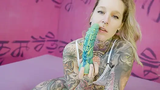 Tattooed girl DEEP THROAT fucked and DP - hard ANAL strech