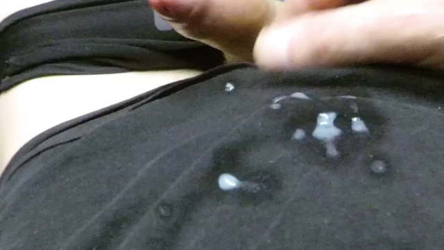 Skinny Twink Shoots Cum All Over Black Clothes