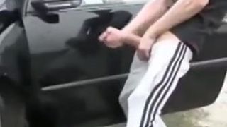 Piss and cum on car