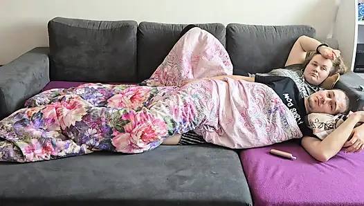 Horny Husband Fucks his Chubby Wife - watching TV turns into Hot Couple Sex